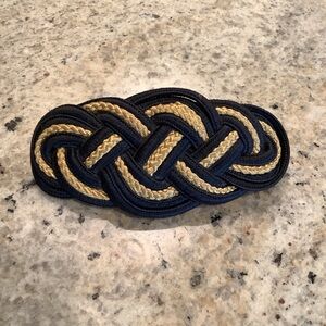 Vintage French Black and Gold/Tan Braided Hair Clip Beatrice Lissague